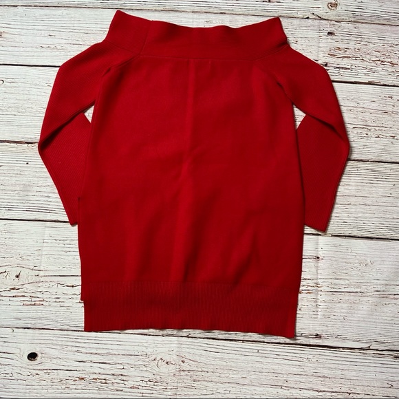 Anthropologie Elise Ribbed Off the Shoulder Tunic Sweater Red Sz M - Picture 8 of 16